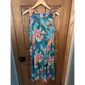 Cuddl Duds Dress Women’s Size Small Floral Sleeveless Tiered Vacation Maxi Hawai